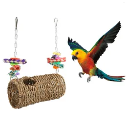 Other Bird Supplies Parrot Grass Tunnel Chewing Relaxing Swing Woven House Toy With Hole For Cockatiel Budgie Hamster