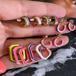 1 Piece No Piercing Colorful Enamel G Shape Ear Cuff Clip Earring with Clear Colorful Cz Paved for Women Cute Girl Charm Wedding J269P