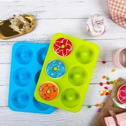 6 Holes Cake Mould 3D Silicone Doughnut Moulds Non Stick Bagel Pan Pastry Chocolate Muffins Donuts Maker Kitchen Accessories Tool FY5500 1012