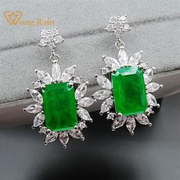 Dangle & Chandelier Wong Rain Vintage 925 Sterling Silver Created Moissanite Emerald Gemstone Birthstone Drop Earrings Fine Jewelr268k