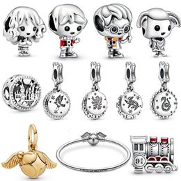 2019 New S925 Sterling Silver Harry Magic School Train Dollhouse Elf Charms Beads Mascot Bracelets Lady Jewellery Christmas DIY G228u