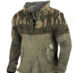 Customised Tees & Polos 021 Dark green soldier print Hooded Mens Hoodie 3D Digital Printing Hoodie Loose Sweater Long sleeved Coat