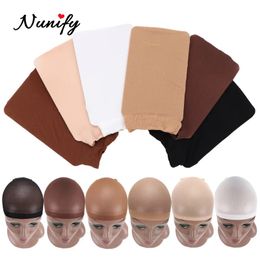 Wig Caps Nunify Nude Mesh Net Wig Caps With Closed End For Wigs 2PcsPack Free Size Stocking Cap Red Coffee Black Begie Brown 6 Colours 231012