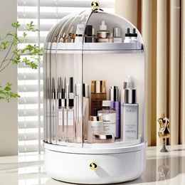 Storage Boxes 360° Clear Rotating Makeup Organiser 360 Spinning Display Case Large Capacity Cosmetics Vanity Shelf Countertop