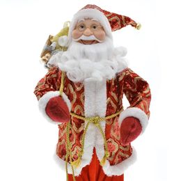 Christmas Decorations Christmas high-end fabric glitter Santa Claus doll ornaments scene decorate Christmas presents for children table decoration 231013