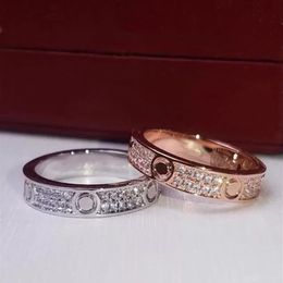 full cz diamond love ring titanium steel silver men and women gold rings for lovers couple jewelry gift225J