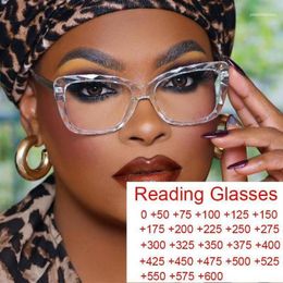 Sunglasses Female Reading Magnifying Glasses Transparent Square Frame Brand Designer Computer Anti-fatigue Presbyopia Eyeglasses 0243C