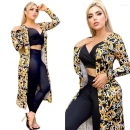 Women's Trench Coats Retro American Fashion Long Print Sleeve Coat Spring Business Dinner Elegant Coat.