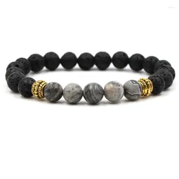 Charm Bracelets Fashion Black Lava Stone 7 Reiki Chakra Healing Balance Beads Bracelet For Men Women Stretch Yoga Jewelry