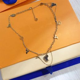 Womens Design Necklace Faux Leather 18K Gold Plated Stainless Steel Necklaces Choker Chain Letter Pendant Europe America Fashion W201l