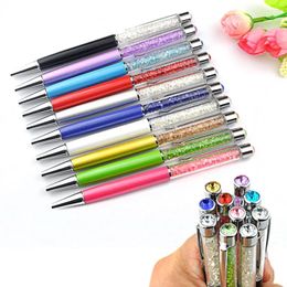 100Pcs/Lot Crystal Metal Rollerball Ballpoint Pen Top Big Diamond Advertising Stationery Beautiful Gift Personalized Custom Logo