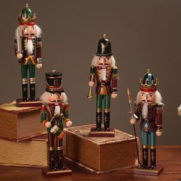 Decorative Objects Figurines 30cm Wooden Nutcracker Soldier Desktop Crafts Ornaments Nutcracker Playing Band Dolls Christmas Decorations Year Home Decor 231012