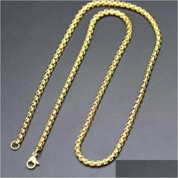 Chains Classic Square Pearl Chain Titanium Steel Hip Hop Personalised Fashion Necklace Mens And Womens Headpiece Jewellery Necklaces Pen Dhjqj