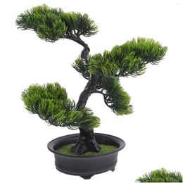 Decorative Flowers Artificial Tree Fake Decors Plants Imitation Pine Ornaments Home Indoor Cute Desk Dh2Mg