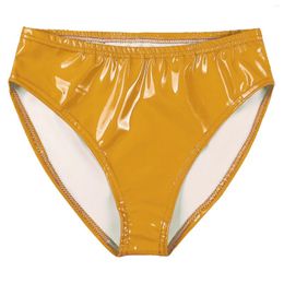 Mens Underwear Luxury Underpants Patent Leather Briefs Latex Panties Wet Look Club Dancing Performance Elastic Waistband Drawers Kecks Thong TQ3M