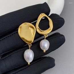 Stud Earrings Geometric Design Pearl Pendant With Anti Allergy Material For Women