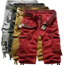 Men Camouflage Multi-pocket Solid Colour Shorts Summer Cotton Casual Men Capris Pants Comfortable Camo Men Plus Size Cargo Shorts153d