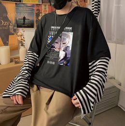 Men's T Shirts Jujutsu Kaisen Anime T-shirt Men Women Harajuku Split Face Inumaki Toge Tees Long Sleeve Autumn Vintage Striped