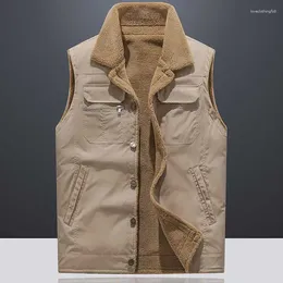 Men's Vests Berber Fleece Autumn Winter Vest Jacket Men Thick Plush For Warm Windproof With Button Casual Tops Male