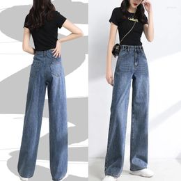 Women's Jeans Korean Version Wide Leg For Women In 2023 High Waisted Casual Loose Fitting Retro Slim Straight Denim Pants