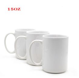 15oz White Sublimation Blank Coffee Mugs 15OZ Ceremic Cups For Tea Juice Soda DIY Printing by Sea