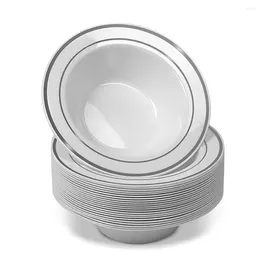 Disposable Dinnerware Plastic 20Pcs Outdoor Picnic Party Camping Bowls Clear Rice Serving Bowl Kitchen Storage Tool
