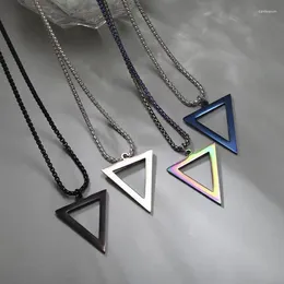 Pendant Necklaces Vintage Fashion Triangle For Men Minimalist Geometric Stainless Steel Metal Chain Necklace Punk Jewellery Gifts