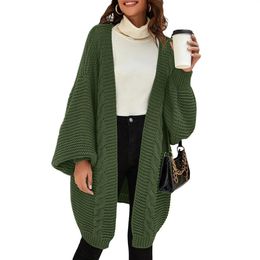 Womens Sweaters Womens Open Cardigan Long and Loose Sleeve Casual Knit Sweater Narrow Cuffs Solid Colour Warm Coats 231013