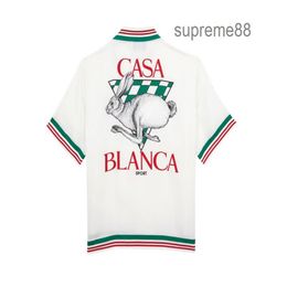 Casablanca 22ss sport knit rabbit silk men designer shirts Hawaiian short sleeved shirt2632