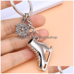 Key Rings Ice Skate Shoes Keychains Winter Snow Sports Charm Key Ring Bag Hanging Fashion Jewelry Jewelry Dhho7