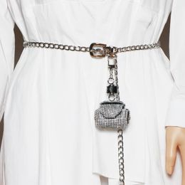 Other Fashion Accessories Women Waist Pack Mini Chain Belt Bag Silver Pin Buckle Strap Belt Female Diamond Inlaid Shoulder Fanny pack Hip Bum Bag 231013