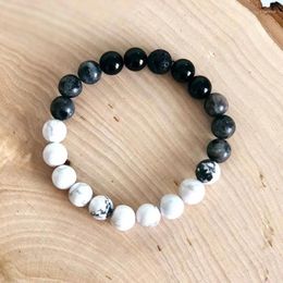 Charm Bracelets Mens Bracelet Healing Jewellery Black Onyx Howlite Wrist 8mm Mala Beads Beaded Yoga Gift For Men