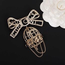 2022 Top quality charm knot shape with sparkly diamond and bird cage design for women wedding jewelry gift have box stamp PS7449202w