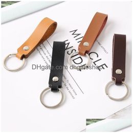 Key Rings Retro Leather Key Ring Simple Car Keychain For Men Women Hangs Fashion Jewellery Will And Jewellery Dhwq0