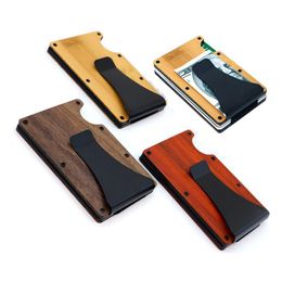 Party Favour Wooden Money Clip Portable Metal Wallet Card Holder Creative Fathers Day Gifts Drop Delivery Home Garden Festive Supplies Dhcib