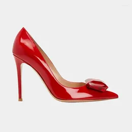 Dress Shoes UVRCOS Red Patent Leather High Heel Women 2023 Sexy Pointed Toe Pumps Big Rhinestones Wedding Heels White Nude