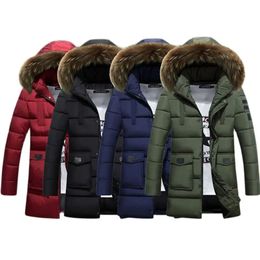 Men's Jackets Men Winter Trendy Long Parka Cotton Padded Coat Windbreaker Jacket With Fur Collar Hooded Mens Clothes 231012