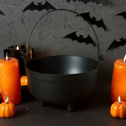 1pc Halloween Candy Bowl, Witches Cauldron, Halloween Large Plastic Cauldron Pot, Halloween Candy Bowls, Halloween Decorative Supplies, Holiday Atmosphere Decor