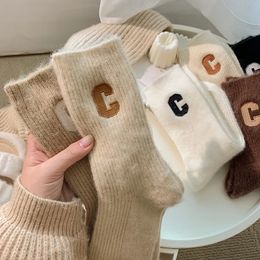 Socks Hosiery Luxury Women Wool Socks Warm Winter Thick Cashmere Casual Japanese Fashion Solid Color Comfortable Home Sock Long High Quality 231012