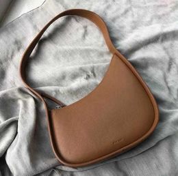 The row half moon shoulder bag design genuine leather women Flat Shoulder Strap Suded Lining Underarm tote Bags dixingfashionbagss Minority simplicity