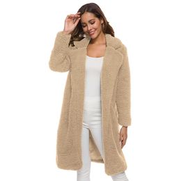 Faux Fur Teddy Coat Women Winter jackets for Warm Soft Lambswool Fur Long hot down Jacket Plush Overcoat Casual Outerwear 1XW92