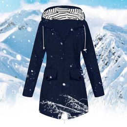 Women's Jackets Autumn And Winter Windproof Rain Jacket Lightweight Long Sleeve Zip Up Windbreaker Solid Drawstring Raincoat Outerwear
