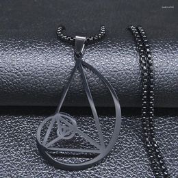 Pendant Necklaces 2023 Black Colour Triangle Stainless Steel Necklace - Fibonacci Golden Ratio Pendants Jewellery Collares N20061