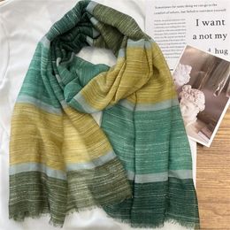 Scarves Cotton Linen Striped Women's Scarf Unisex Muslim Thin Shawls Blanket Female Long Bufanda Fashion Patchwork Colour