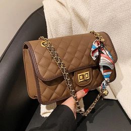 New Evening Bags Lattice Ribbon Underarm Bag Winter High Quality PU Leather Women's Designer Handbag Shoulder Messenger