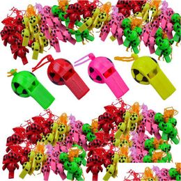 Party Games & Crafts Party Games Crafts 12Pcs Childrens Toy Football Plastic Whistle Kids Birthday Favours Carnival Pinata Toys School Dhmpz