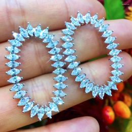 Stud Earrings Soramoore Fashion Trendy Bridal Wedding Oval Brincos For Women Crystal With Tiny CZ Luxury High Quality