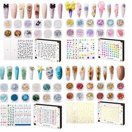 Nail Art Decorations Makartt Decoration Set Harajuku Lover 12 Boxes Jewels Sequins Glitters with 3 Sheets Prints Stickers DIY 231012