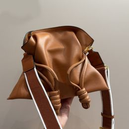 Drawstring Shoulder Bag Designer Handbag High Quality Cowhide Leather Crossbody Bag Metal Hardware Removable Letter Flat Woven Shoulder Strap Hand Handle Purse