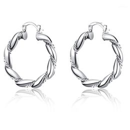 Charm Dress Up Girl Silver Jewelry Hoop Earring European Style Creative ed Rope Round For Women Exquisite Git Present1253Z